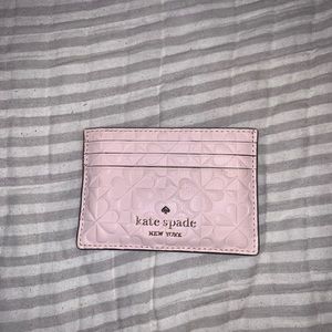 Kate Spade Pink Textured Pattern Small Slim Card Holder Wallet